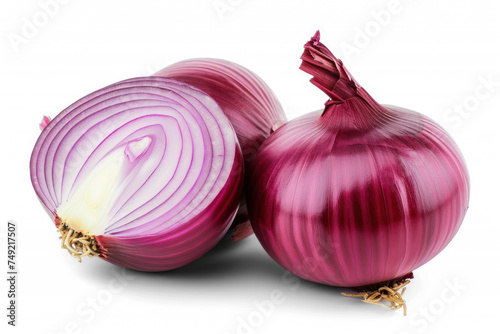 Red onion with cut in half on transparency background PNG

