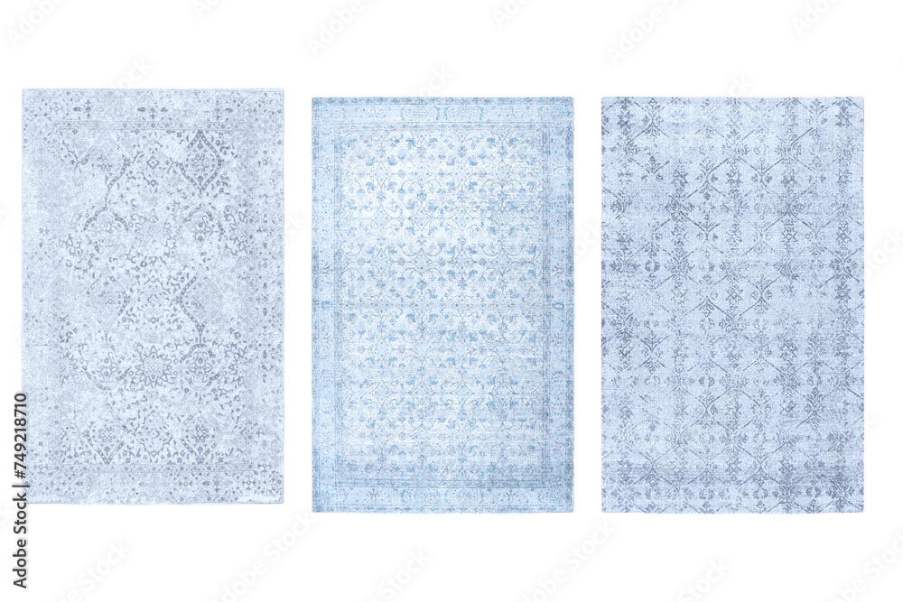 Fototapeta premium decorative rug for the interior isolated on transparent background, home decor, 3D illustration, cg render