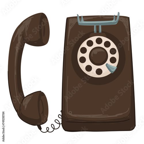 Vintage telephone with rotary system of dialing