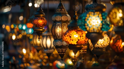 ornamental lantern for ramadan concept background