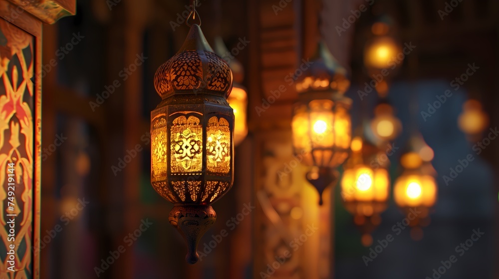 ornamental lantern for ramadan concept background