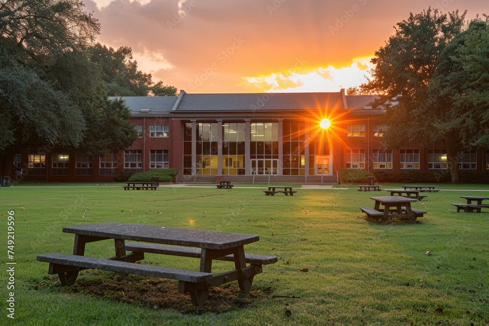 Obraz premium university college campus scenery background