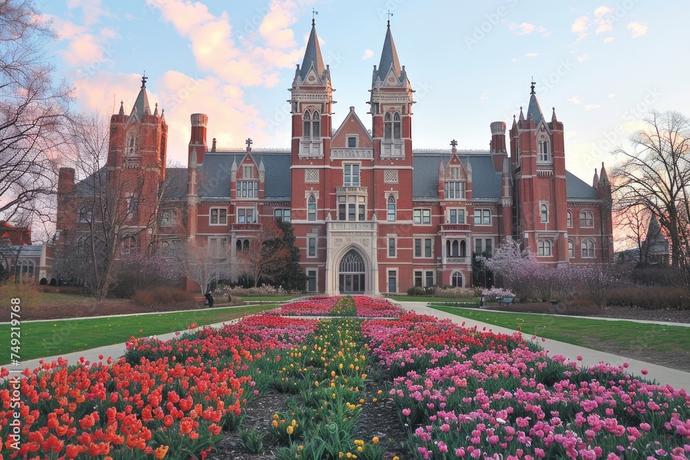 Obraz premium university college campus scenery background