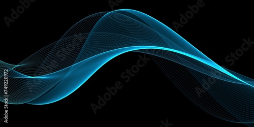 Neon motion glowing wavy lines. Abstract technology light lines background. Glitter blue wave light effect 