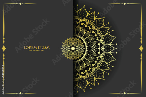 Abstract gold luxury mandala pattern background, element for invitation, meditation poster, yoga, wedding, book cover, cover page, luxury mandala art illustration vector art