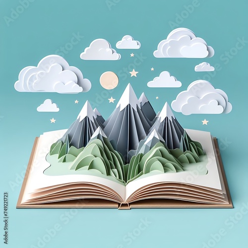 Paper Pop out book of mountain and cloud for kids