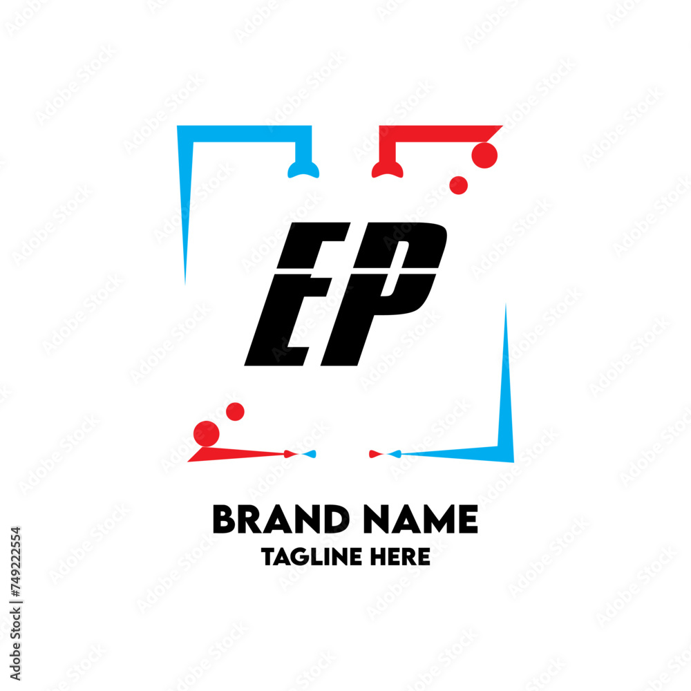 EP Square Framed Letter Logo Design Vector