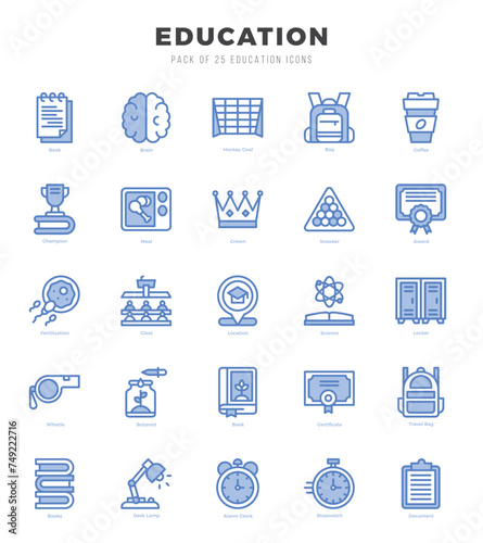 Education Icons bundle. Two Color style Icons. Vector illustration.