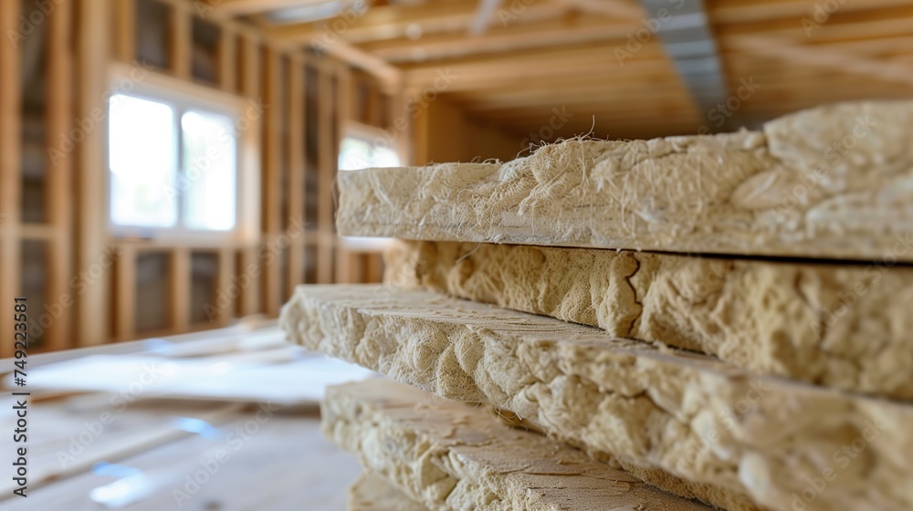High-quality mineral wool batts, showcasing their fibrous texture and density, ideal for thermal and acoustic insulation in residential construction. High-quality mineral wool batts, showcasing their fibrous texture and density, ideal for thermal and acoustic insulation in residential construction.