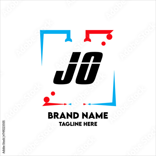 JO Square Framed Letter Logo Design Vector