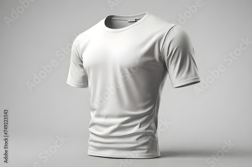 Gray color t-shirt mockup top view white background. 3d render