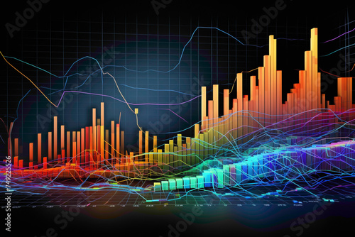 Colorful graphs illustrating the performance of key indices and stocks in the financial market.
