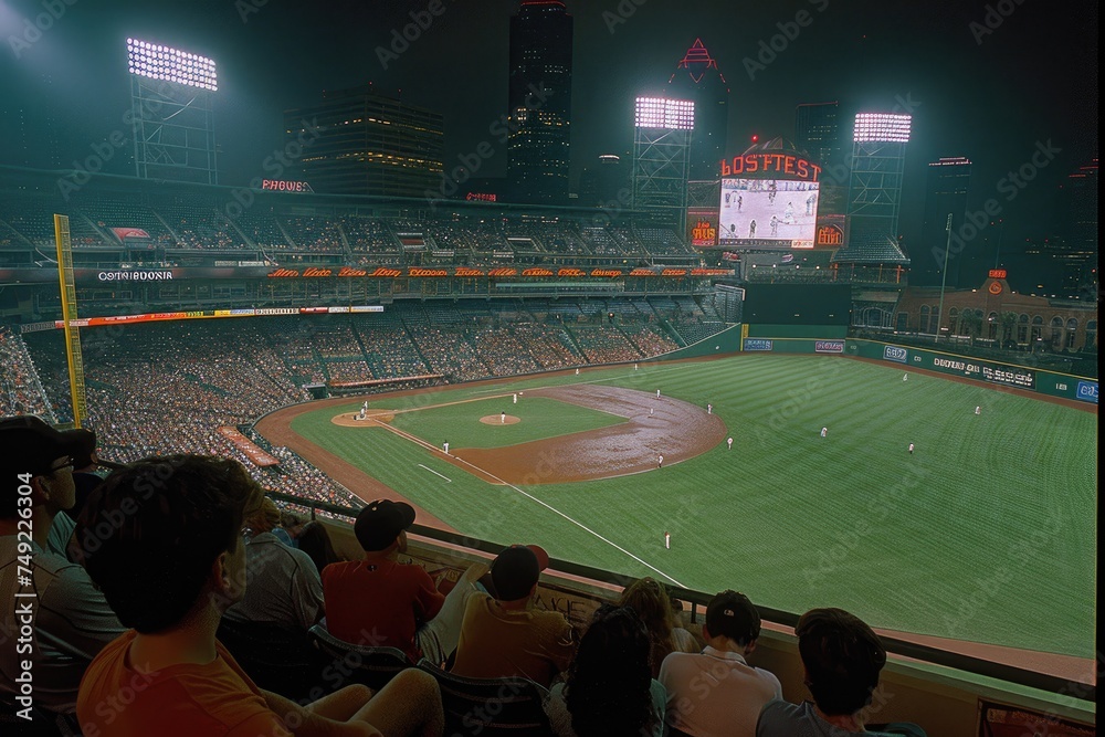 custom made wallpaper toronto digitalWatching a baseball game at stadium crowd from far away professional photography