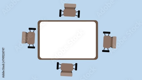 four oficer worker in a presentation animation video