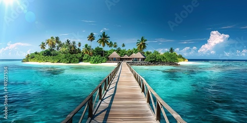 A Pier Extending to Paradise, Inviting You to a Tropical Haven. Made with Generative AI Technology © mafizul_islam