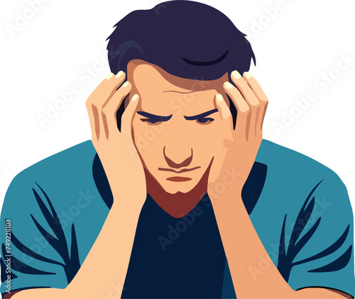 Man feeling stressed and anxious illustration