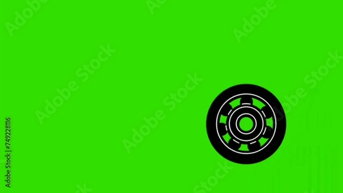 Animated video of a spinning wheel with a green screen background