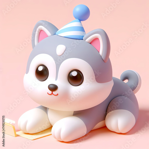 3D cute and adorable puppy, design background and wallpaper Illustration, with pastel colorful, generative ai