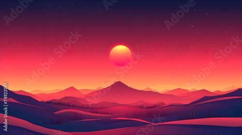 Breathtaking Sunset Over Majestic Mountains