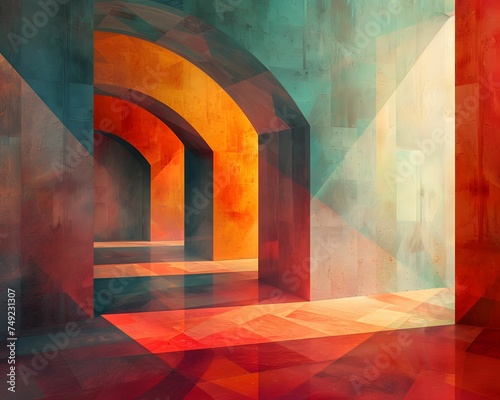 Warm Toned Abstract Arches and Shadows