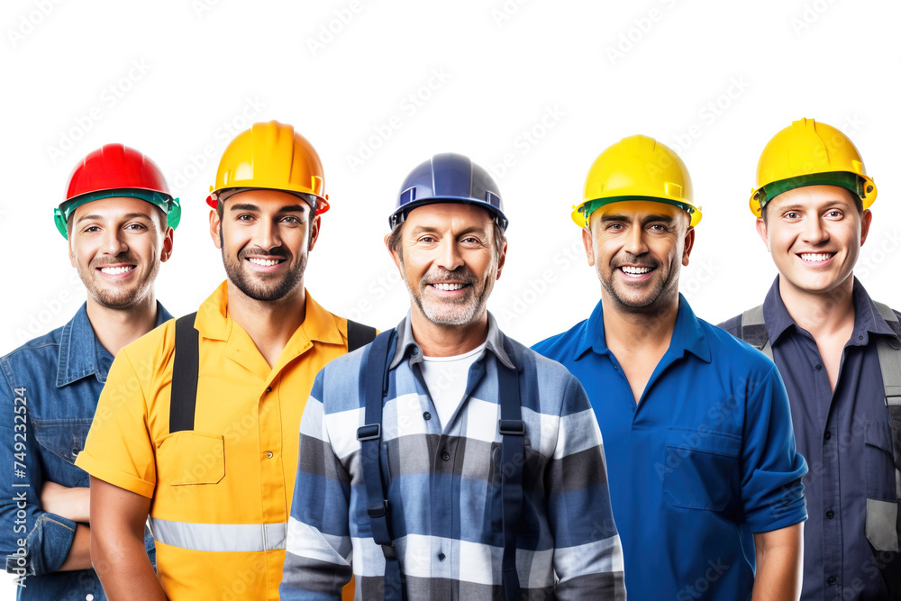 Group of male professionals of different professions in service uniforms, white background isolate. Group of male professionals of different professions in service uniforms, white background isolate.