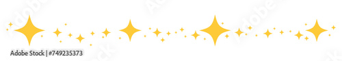 Yellow separator star glow sparkling border divider illustration vector