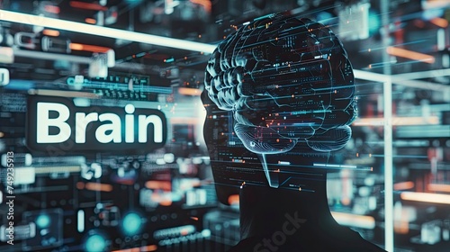 Brain technology with edge computer concept with text