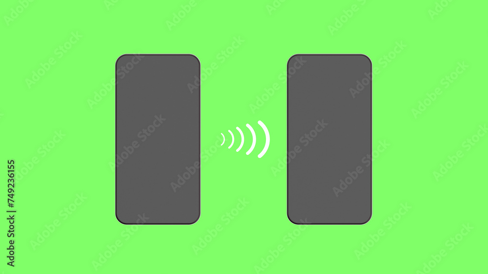 Communication between two devices. Transfer data between two gadgets using wireless networks. Horizontal image. 3d image. 3d rendering. Banner for insertion into site. Communication between two devices. Transfer data between two gadgets using wireless networks. Horizontal image. 3d image. 3d rendering. Banner for insertion into site.