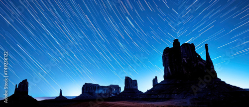 Desert Night Sky  Long exposure stars and rock silhouettes  Nighttime landscape