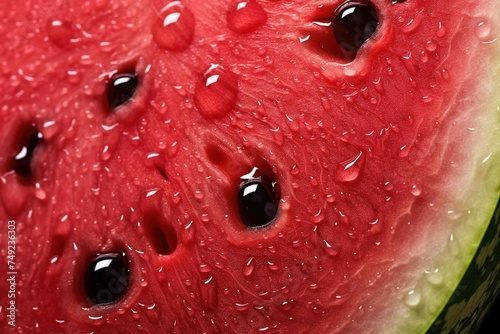 Watermelon skin texture close-up with a single drop of water 