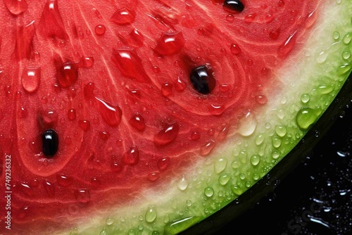 Watermelon skin texture close-up with a single drop of water  photo