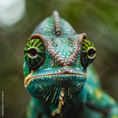 Chameleon in the dense jungle