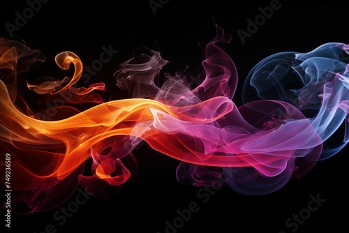 Whirling smoke trails with colored lighting 