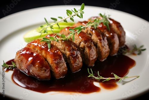 Wild boar sausages with apple cider reduction 