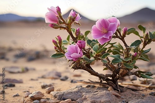 Wild Desert Rose in arid landscape  photo