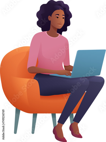 A woman, person, using a la...
