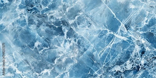 Aerial view of textured blue ice formations. Winter landscape and nature concept.