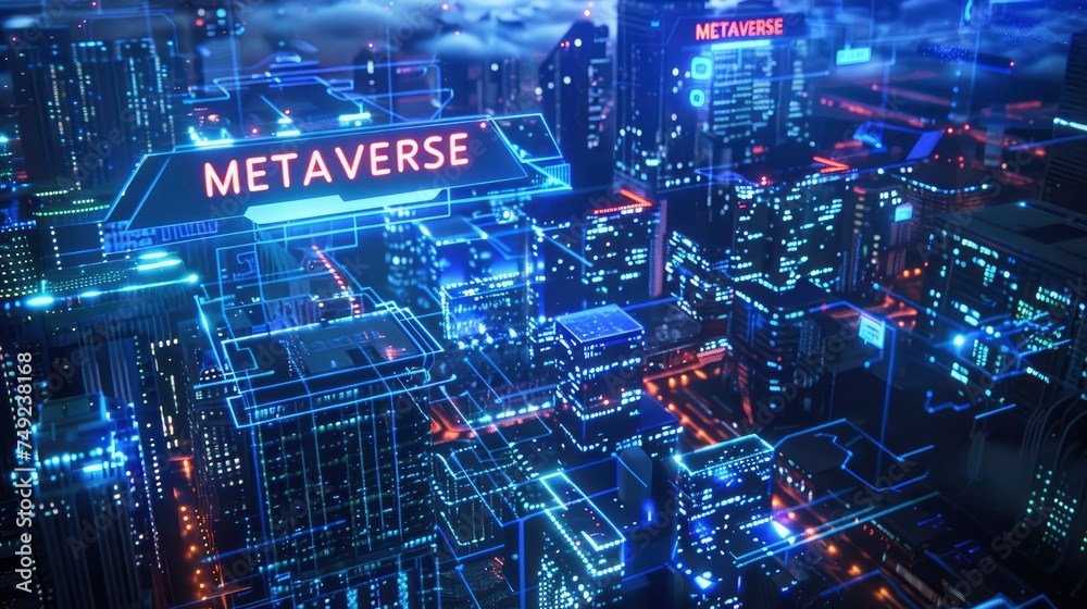 Fototapeta premium City Metaverse technology with text