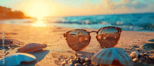 Sunglasses on Sandy Beach