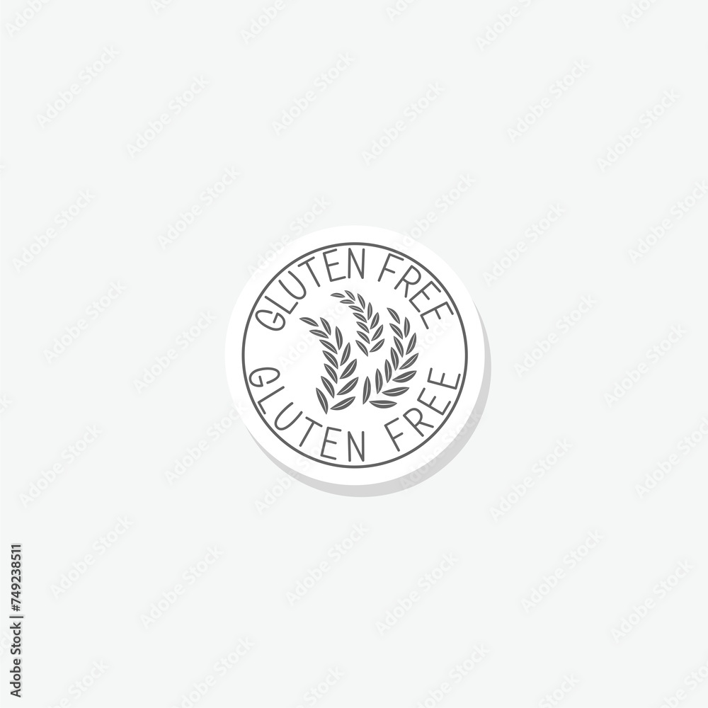 Gluten Free icon sticker isolated on gray background Gluten Free icon sticker isolated on gray background