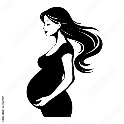 pregnent women vector silhouette, white background