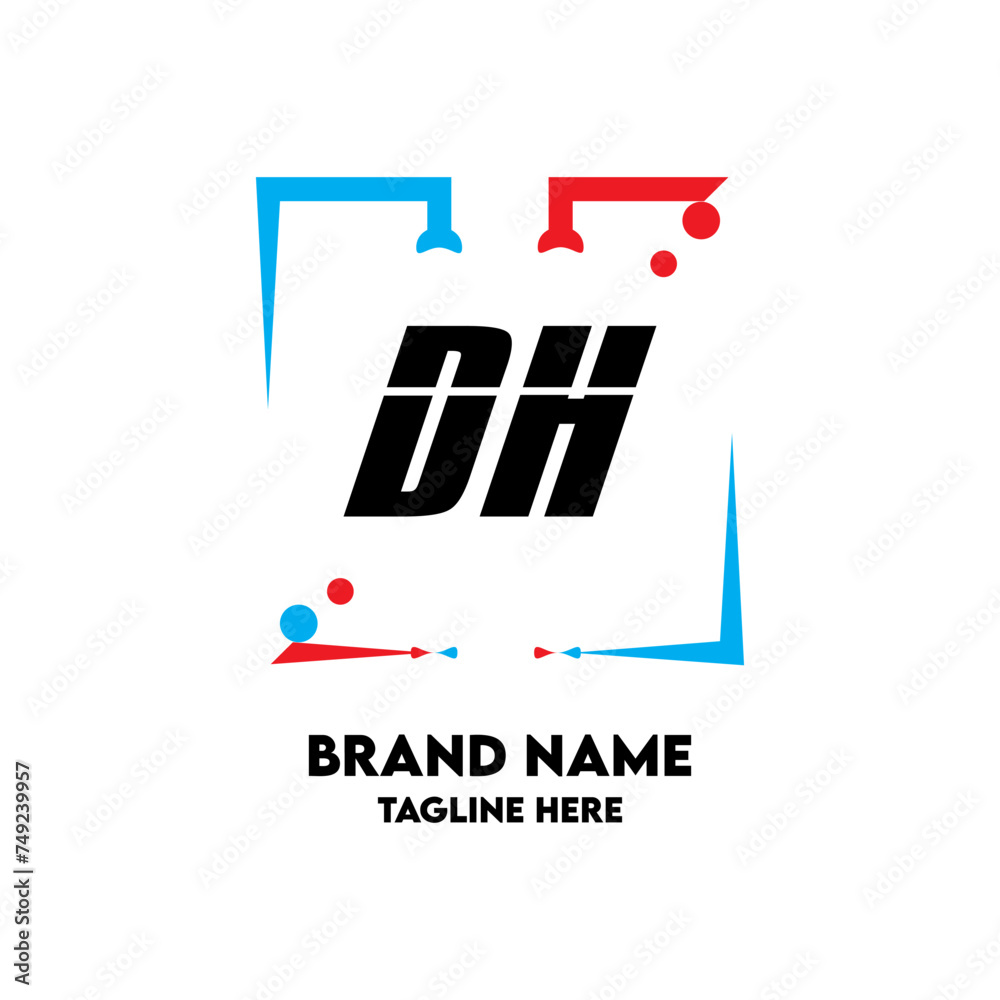 DH Square Framed Letter Logo Design Vector DH Square Framed Letter Logo Design Vector
