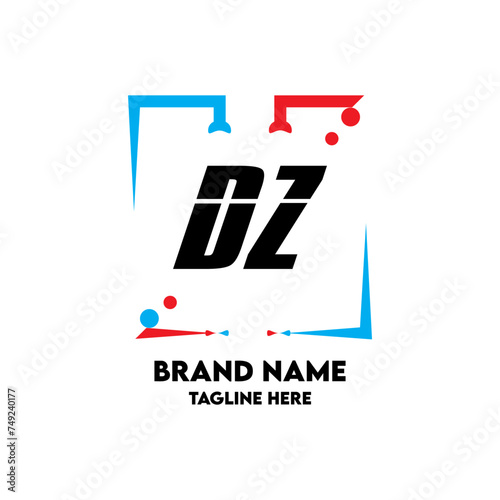 EZ Square Framed Letter Logo Design Vector