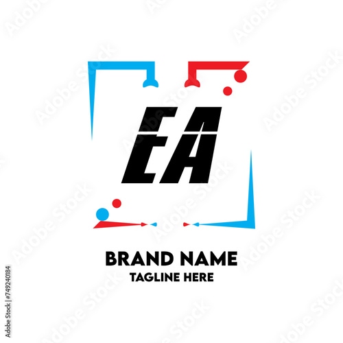 EA Square Framed Letter Logo Design Vector