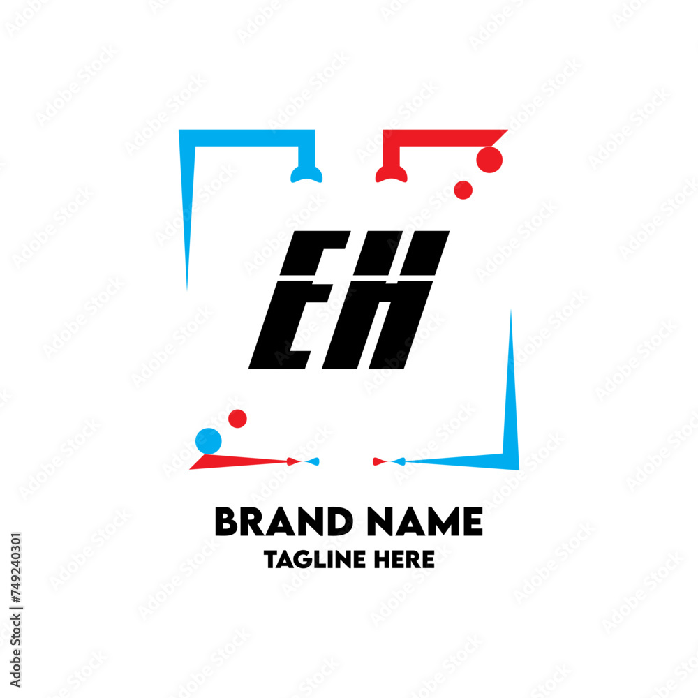 Obraz premium EH Square Framed Letter Logo Design Vector