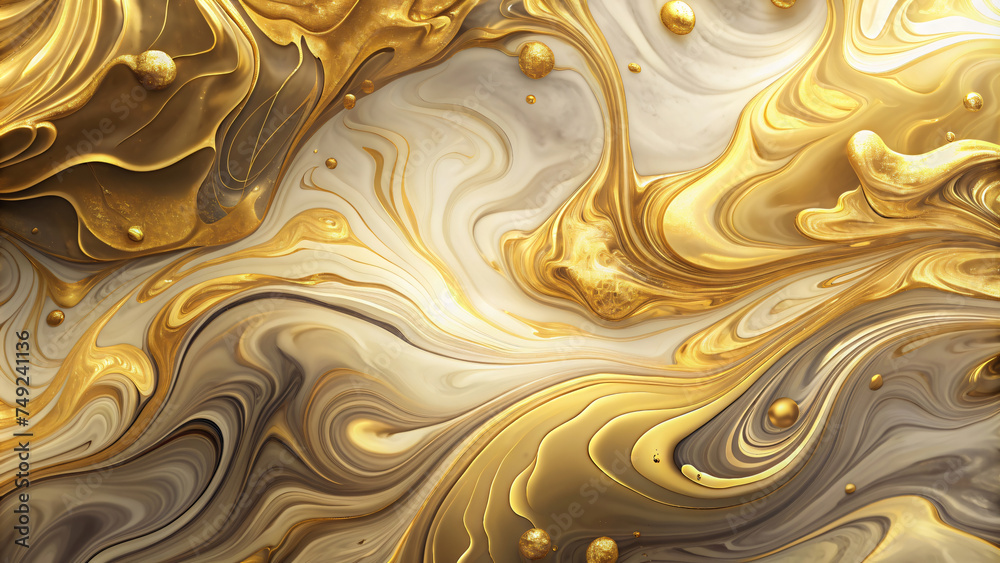 Fototapeta premium Golden Liquid Wave Texture Design