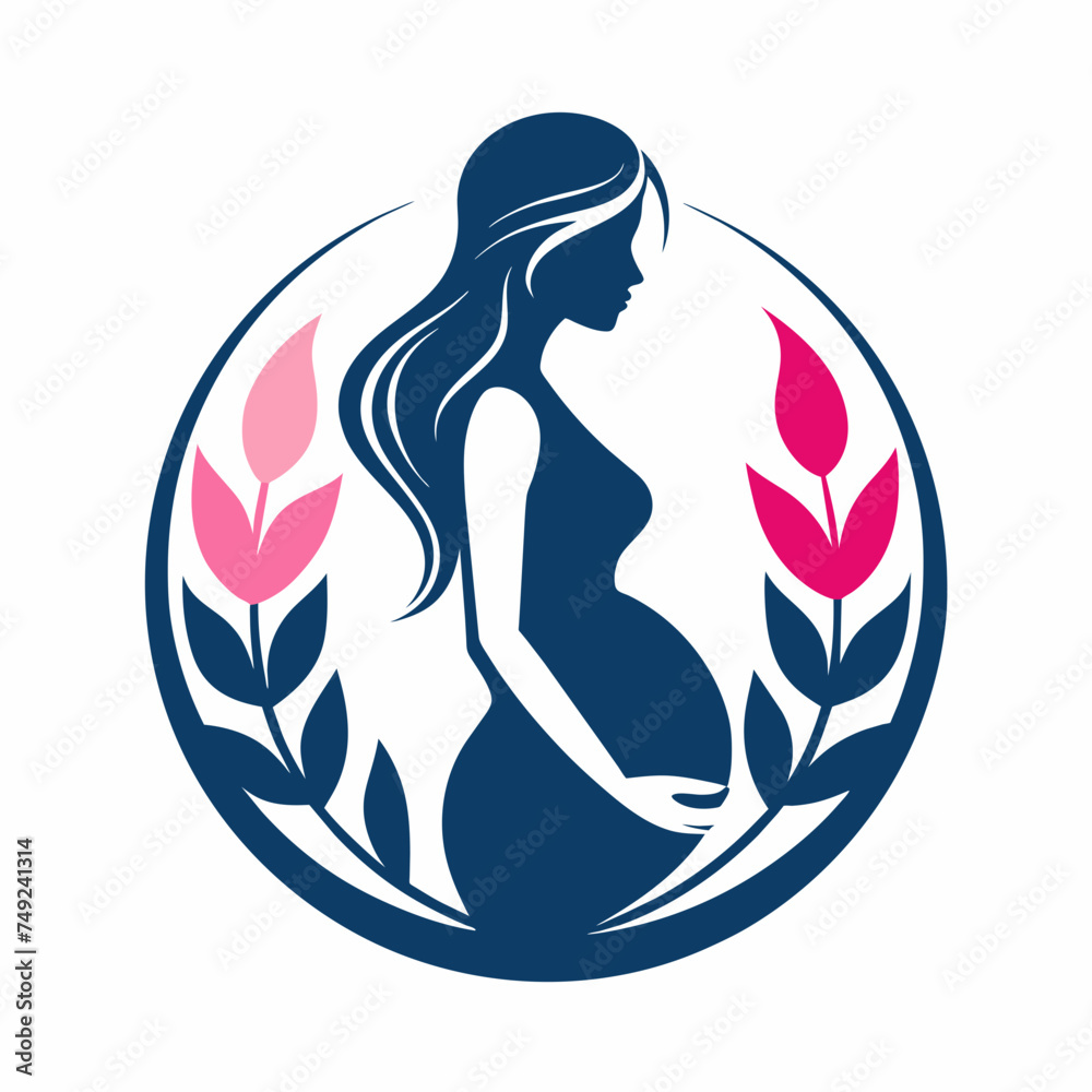 pregnent women vector logo silhouette, white background pregnent women vector logo silhouette, white background