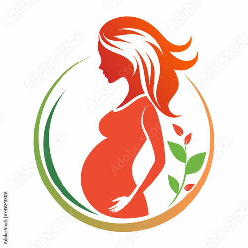 pregnent women vector logo silhouette, white background