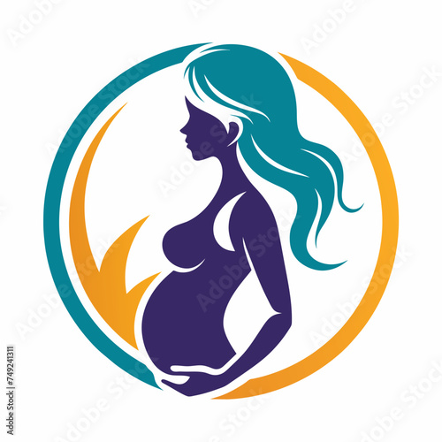 pregnent women vector logo silhouette, white background
