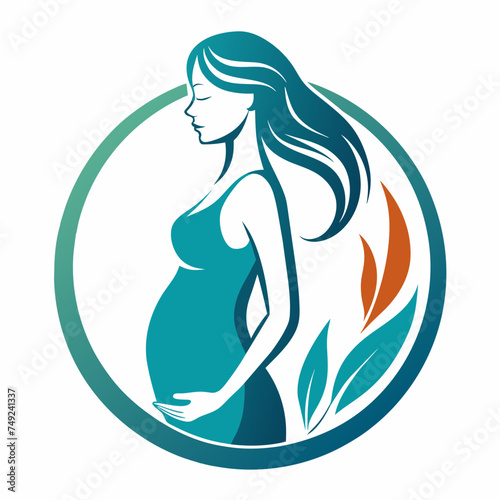pregnent women vector logo silhouette, white background